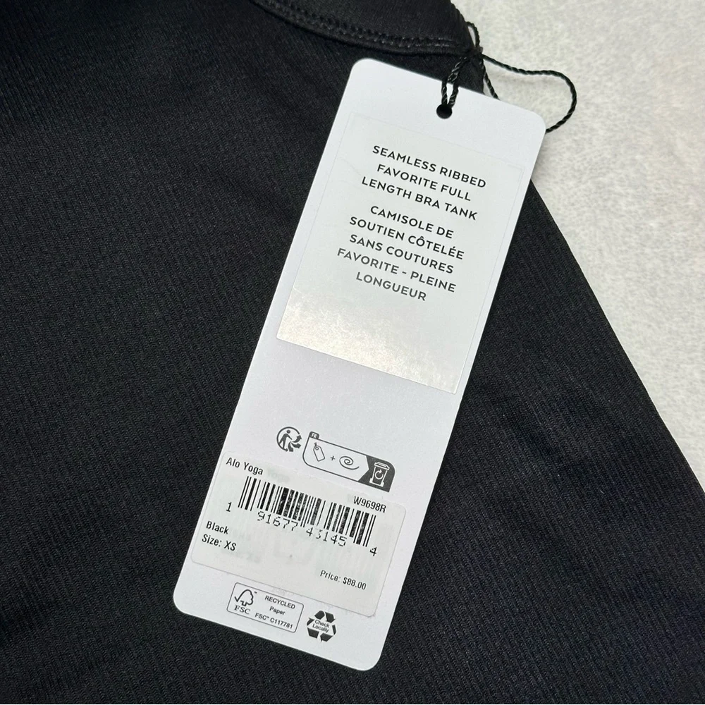 ALO Yoga Seamless Ribbed Favorite Full Length Bra Tank - Size XS